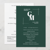 Moderne Chique Emerald Groene Monogram QR Code Bru Programmakaart (Voorkant / Achterkant)