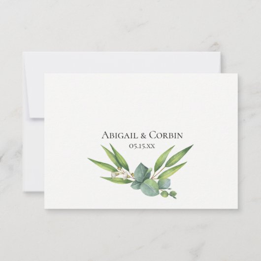 Moderne Chique Eucalyptus bruiloft RSVP (Achterkant)