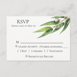 Moderne Chique Eucalyptus bruiloft RSVP Kaartje