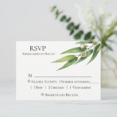 Moderne Chique Eucalyptus bruiloft RSVP Kaartje (Staand voorkant)