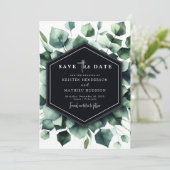 Moderne chique eucalyptus digitale bruiloft save the date (Staand voorkant)