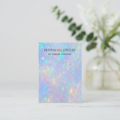 Moderne chique faux holografische oorbel display K Visitekaartje (Staand voorkant)