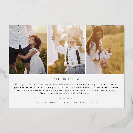 Moderne chique Folie Fotocollage Nieuwjaar Nieuwja Folie Feestdagenkaart (Achterkant)