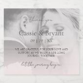 Moderne chique foto Blush Roze Bruiloft Dank u Sparkling Wijnetiket (Enkel label)