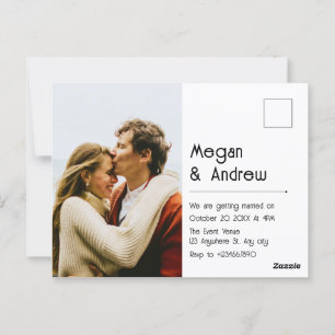 Moderne chique foto bruiloft briefkaart