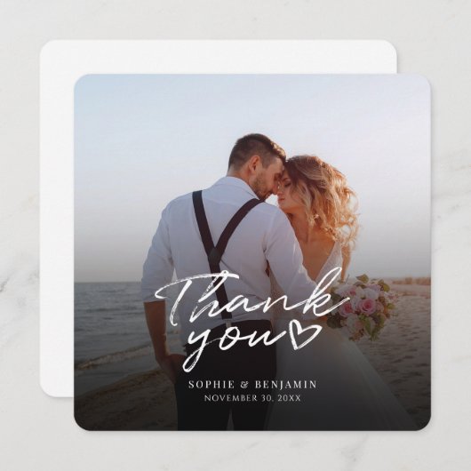 Moderne chique foto met de hand beletterd dank u notitiekaartje (Voorkant / Achterkant)