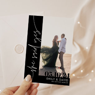 Moderne chique foto zwart-wit save the date