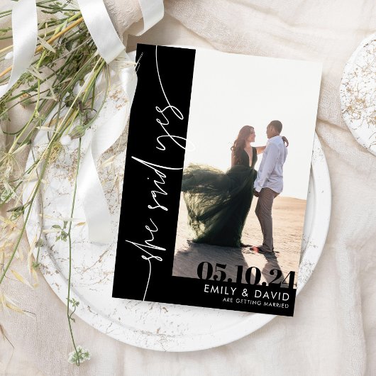 Moderne chique foto zwart-wit save the date