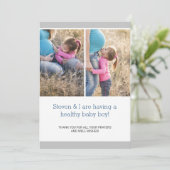 Moderne chique fotocollage zwangerschapsaankondigi aankondiging (Staand voorkant)