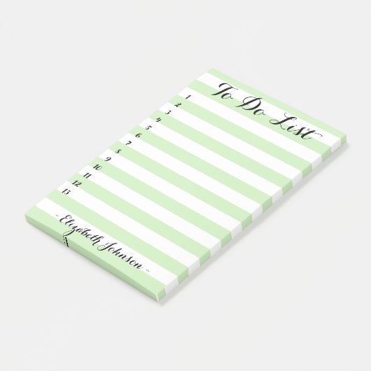 Moderne chique gepersonaliseerde groene gestreepte post-it® notes (Schuin)