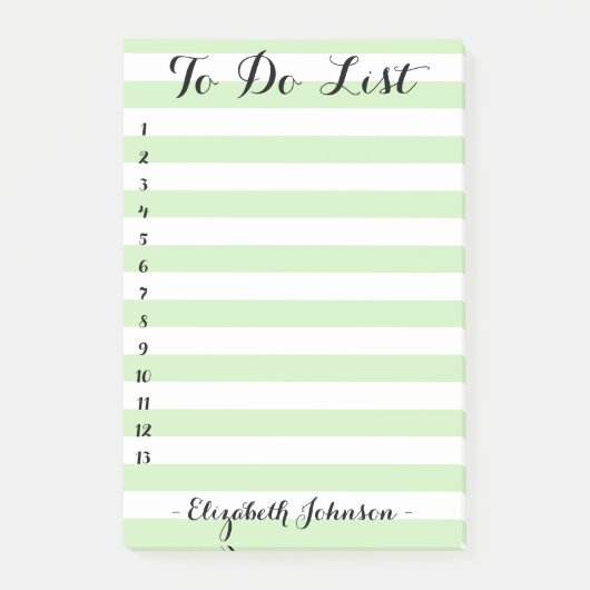 Moderne chique gepersonaliseerde groene gestreepte post-it® notes (Voorkant)