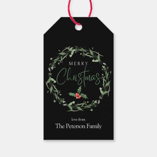 Moderne chique gepersonaliseerde kerstcadeau tags cadeaulabel (Voorkant)