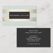 Moderne chique gestreepte FAUX Gouden folie en Tur Visitekaartje (Voorkant / Achterkant)