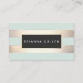 Moderne chique gestreepte FAUX Gouden folie en Tur Visitekaartje (Voorkant)