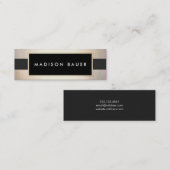 Moderne chique gestreepte zwart en FAUX gouden fol Mini Visitekaartje (Voorkant / Achterkant)