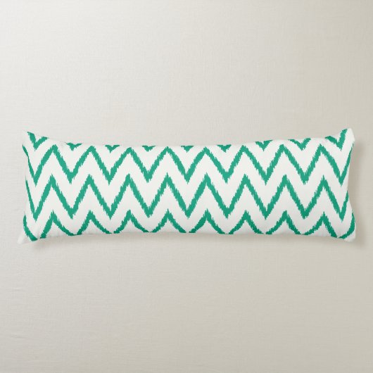 Moderne chique gestructureerde groene ikat-chevron lichaamskussen (Voorkant)