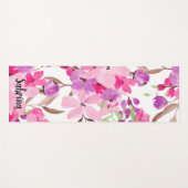 Moderne chique girly roze bloemen waterverf naam yogamat (Voorkant (horizontaal))