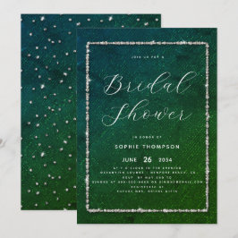 Moderne Chique Glitter Smaragd Bruiloft Feest Kaart