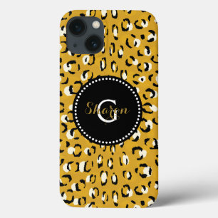 Moderne chique goud luipaardprint patroon monogram Case-Mate iPhone case