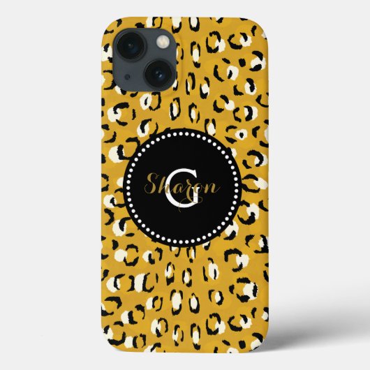 Moderne chique goud luipaardprint patroon monogram Case-Mate iPhone case (Achterkant)
