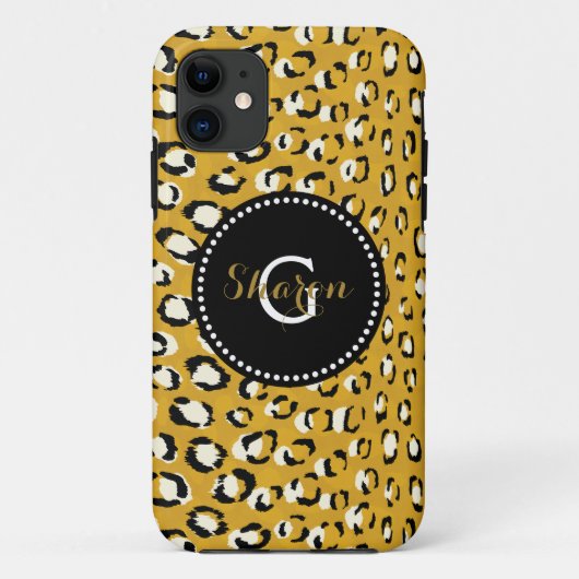 Moderne chique goud luipaardprint patroon monogram Case-Mate iPhone case (Achterkant)