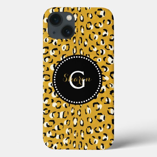 Moderne chique goud luipaardprint patroon monogram Case-Mate iPhone case (Achterkant)