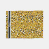 Moderne chique goud luipaardprint patroon monogram fleece deken (Voorkant (Horizontaal))