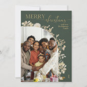 Moderne chique gouden bloemboog foto Kerst Kaart (Voorkant)