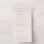 Moderne chique  gouden bruiloft all in one uitnodiging (Binnen)