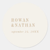 Moderne chique  gouden bruiloft envelop afdichting ronde sticker (Voorkant)