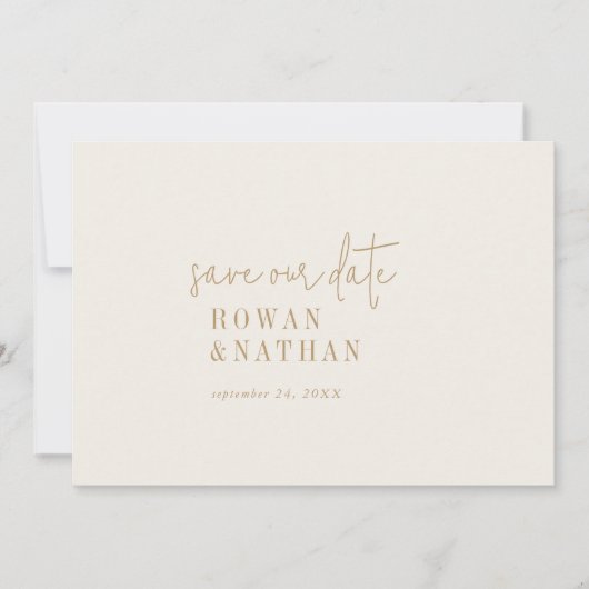 Moderne chique  gouden bruiloft save the date (Voorkant)