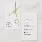 Moderne chique gouden folie haarstylist schaar log visitekaartje (Voorkant / Achterkant)