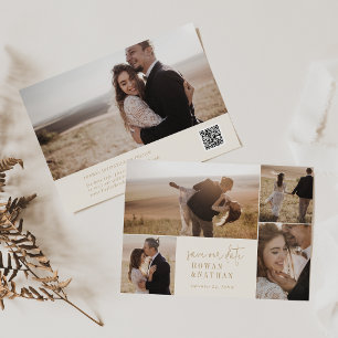 Moderne chique  gouden fotocollage save the date