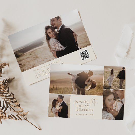 Moderne chique  gouden fotocollage save the date