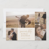 Moderne chique  gouden fotocollage save the date (Voorkant)