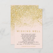 Moderne chique gouden glitter blush roze wensgoed informatiekaartje (Voorkant / Achterkant)