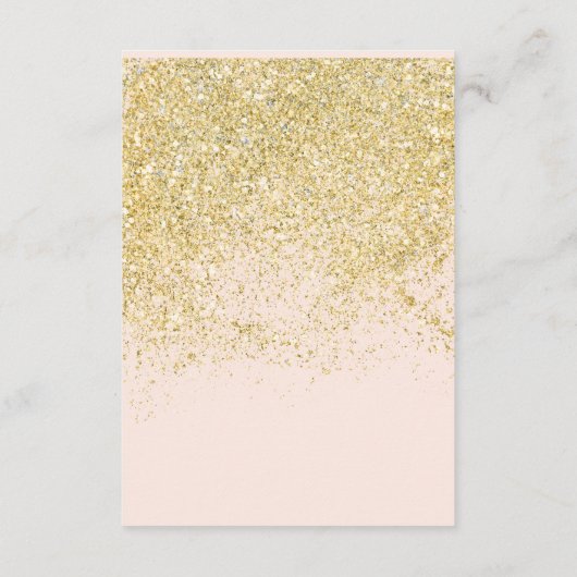 Moderne chique gouden glitter blush roze wensgoed informatiekaartje (Achterkant)