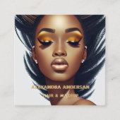 Moderne chique gouden glitter wimper haar make-up vierkante visitekaartje (Voorkant)
