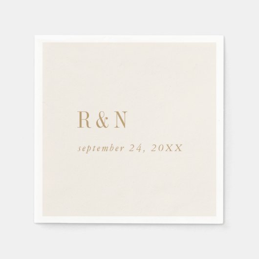 Moderne chique  gouden monogram bruiloft servet (Voorkant)