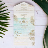 Moderne chique gouden palmboom tropische strand br all in one uitnodiging