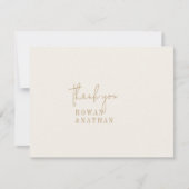 Moderne chique  gouden platte bruiloft bedankkaart (Voorkant)