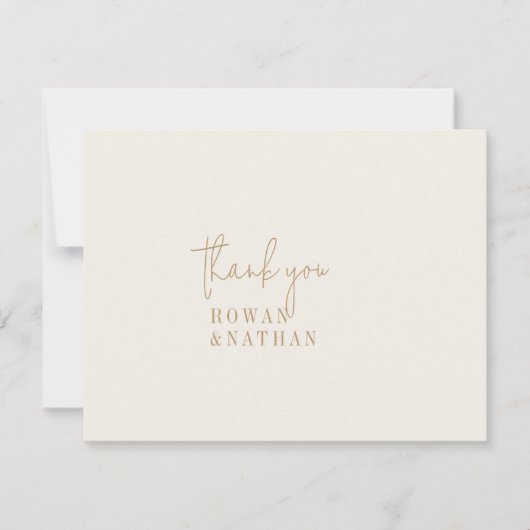 Moderne chique  gouden platte bruiloft bedankkaart (Voorkant)