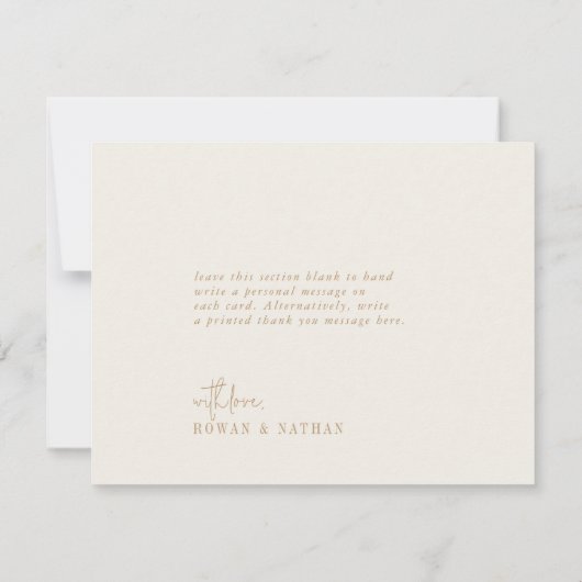 Moderne chique  gouden platte bruiloft bedankkaart (Achterkant)