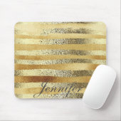 Moderne chique gouden strepen gepersonaliseerd muismat (Met muis)