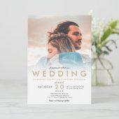 Moderne chique gouden witte ombre eenvoudige foto  kaart (Staand voorkant)