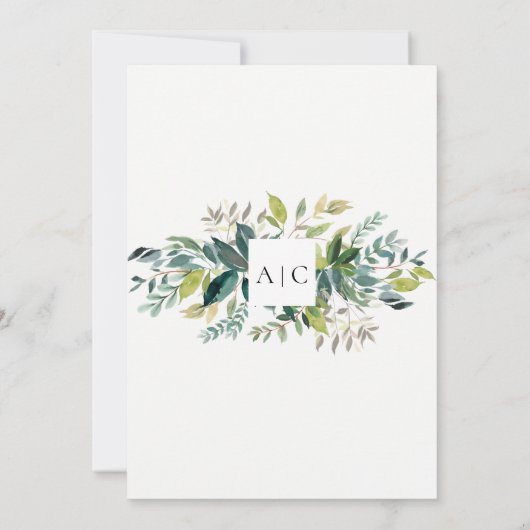 Moderne chique groen bruiloft uitnodiging (Achterkant)