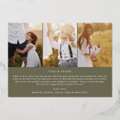 Moderne Chique Groene en Gouden Folie Fotocollage  Folie Feestdagenkaart (Achterkant)