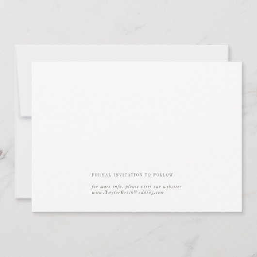 Moderne Chique Groene en Witte Bruiloft Save The Date (Achterkant)