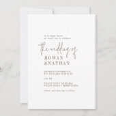 Moderne Chique Groene en Witte Foto Terug Bruiloft Kaart (Voorkant)