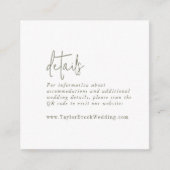 Moderne Chique Groene en Witte QR Code Details Informatiekaartje (Voorkant)